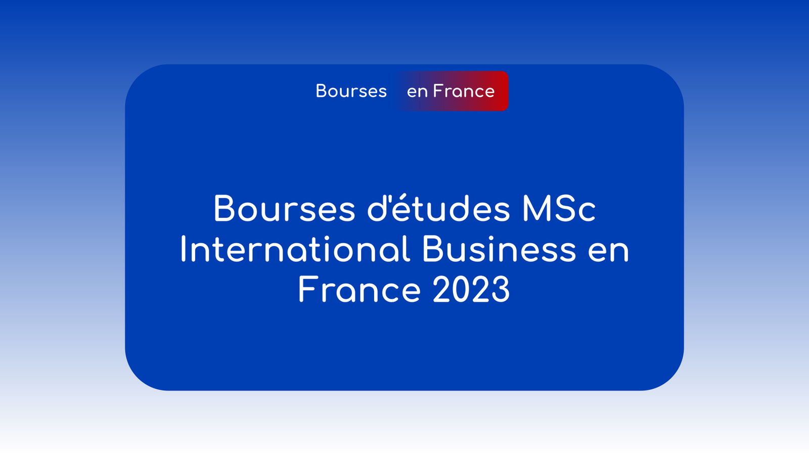Bourses d'études MSc International Business